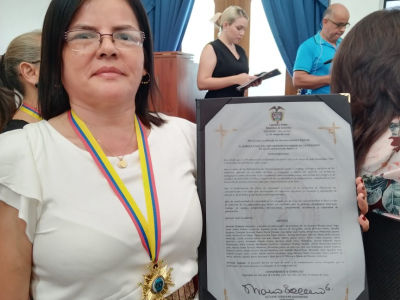Reconocimiento otorgado por la SED exaltando el compromiso , sentido de pertenencia y responsabilidad de la docente Ninfa Rosa Mariño